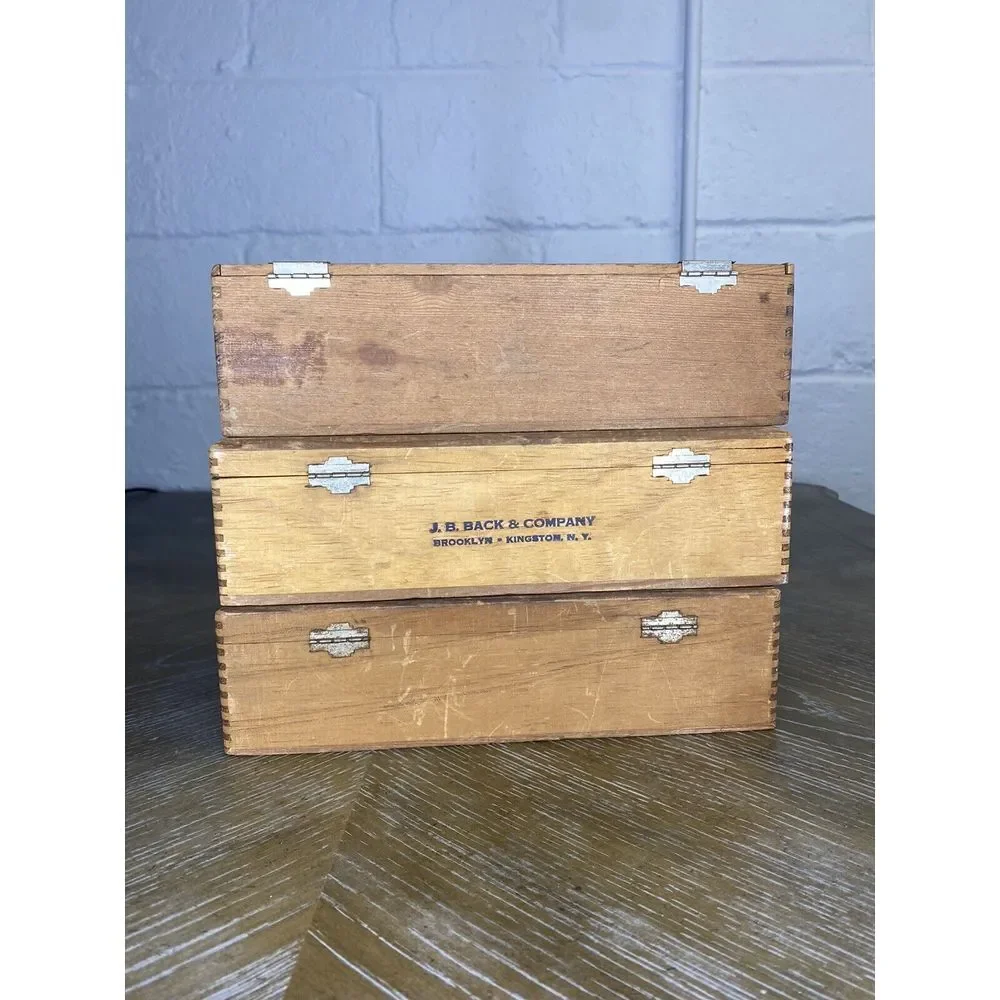 Vintage 1930 Wood Cigar Box X3 Nutura Cedarap Corona Chicas Backs Rex JB Back Co
